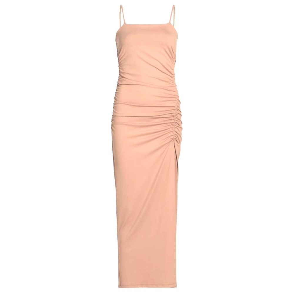 Susana Monaco Ivory Cream Nude Ruched Core Support Fitted Bodycon Maxi Dress - Picture 2 of 13